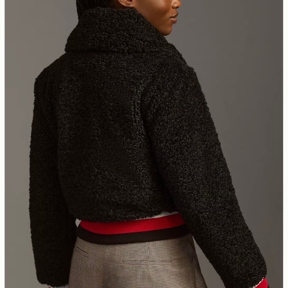 Anthropologie Maeve Sherpa Letterman Bomber Jacket - Picture 4 of 5